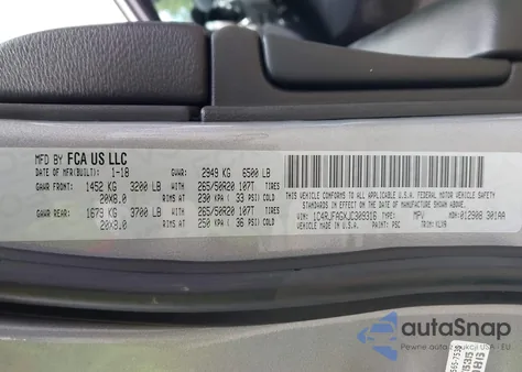 2018 Jeep Grand Cherokee Altitude 4X4 z USA, uszkodzony, nr VIN 1C4RJFAGXJC309316